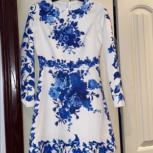 Beautiful white and blue floral mini dress